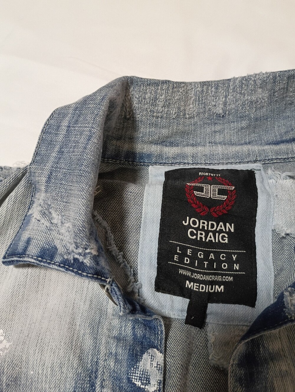 Jordan Craig distressed denim streetwear jacket Men's Medium Legacy Edition